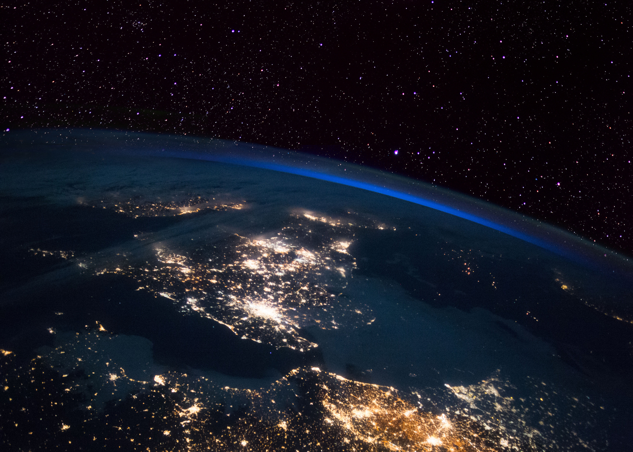 The UK at night from the International Space Station (ISS).